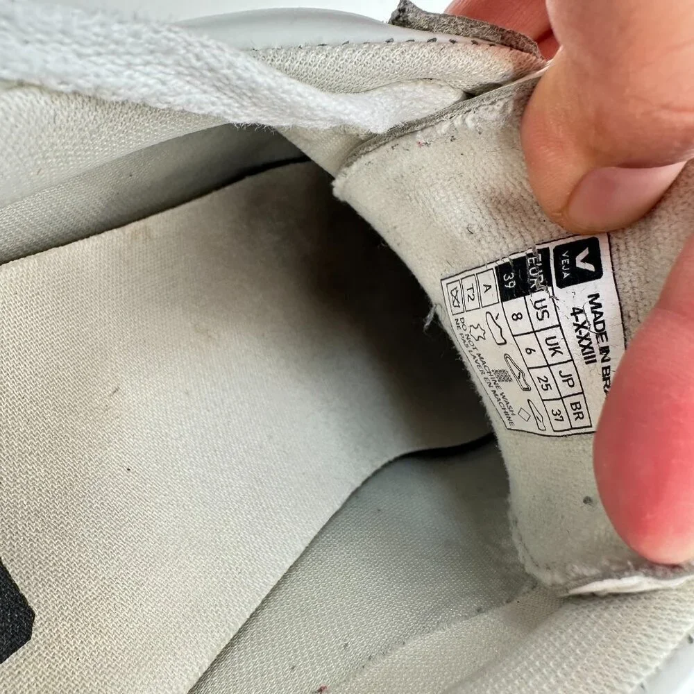 Veja Esplar Women Size 8 Extra White Leather V stitch Logo Lace Up Training Shoe - Picture 10 of 11